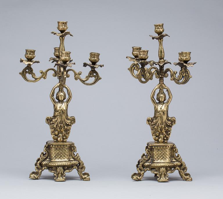 KANDELABRAR, ett par, omkring 1900.