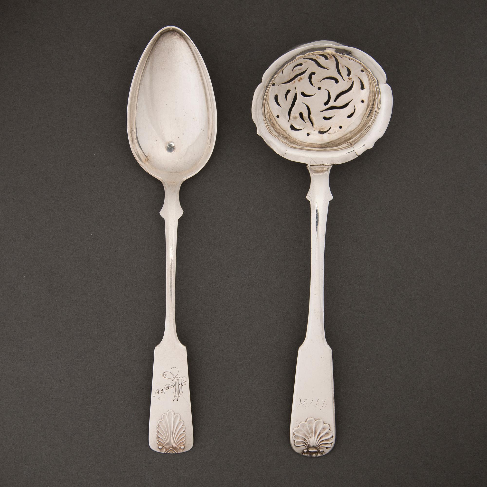 Silver cutlery, 5 pieces, Finnish hallmarks from the 19th Century, and one from 1952.