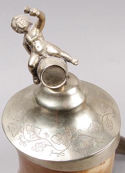 POKALER, ett par, horn och nysilver, Stockholm, 1900-talets början.