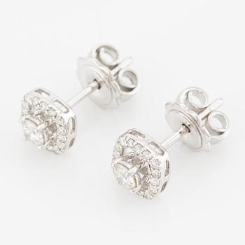 Earrings, two-part 18K white gold with brilliant-cut diamonds.