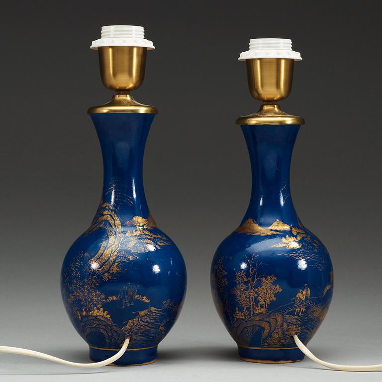 A pair of powder blue vases, Qing dynasty 19th Century.