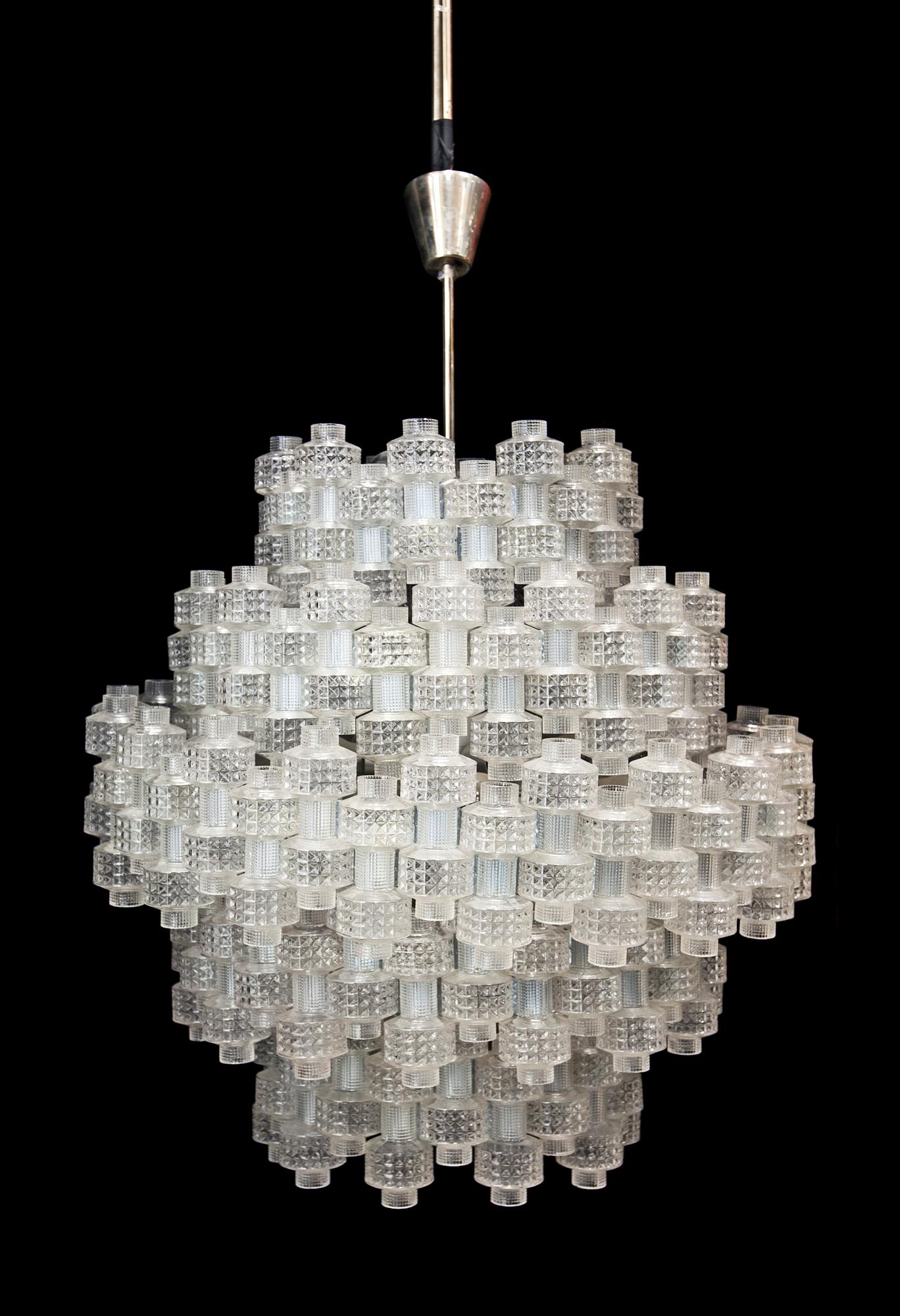 TAKLAMPA, Orrefors/Fagerhult, 1900-talets mitt. H 110.