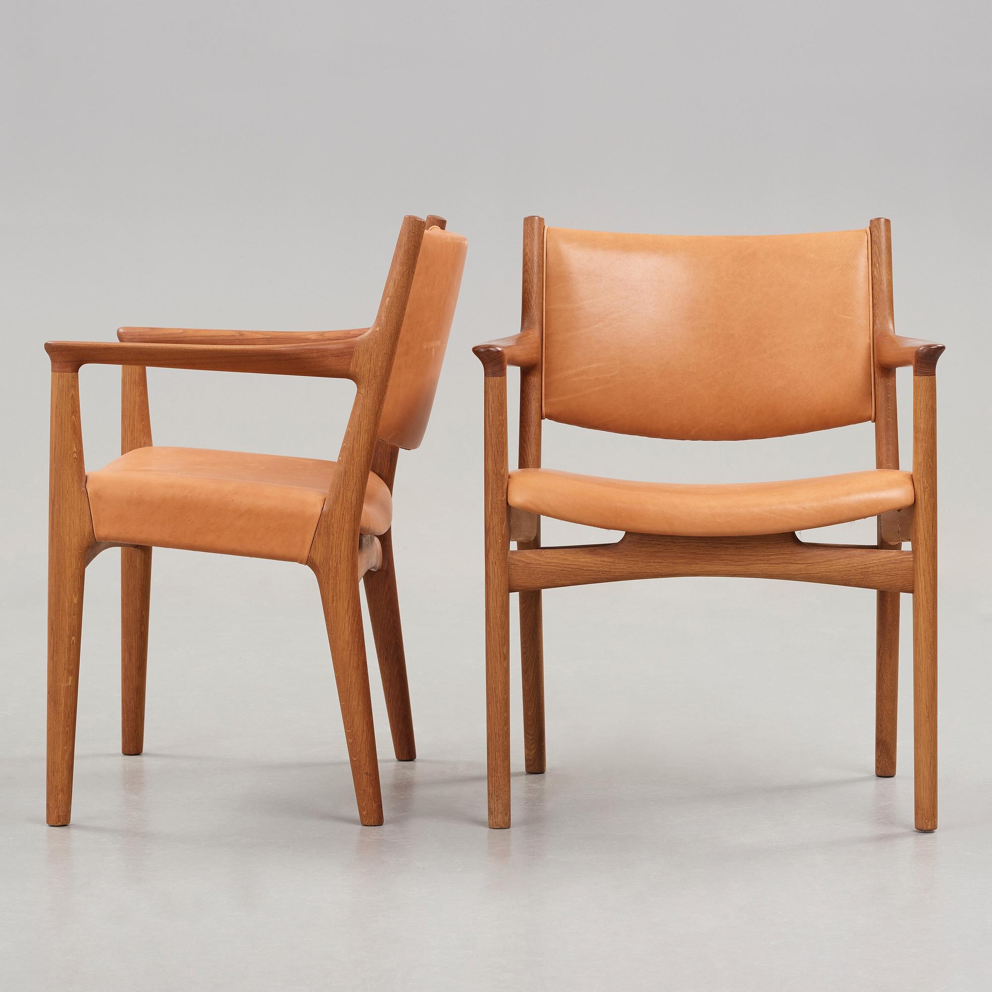 Hans J. Wegner, a pair of oak "JH 525" chairs, Johannes Hansen, Denmark 1960's.