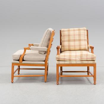 A pair of Swedish Gustavian style armchairs, late 20th century.