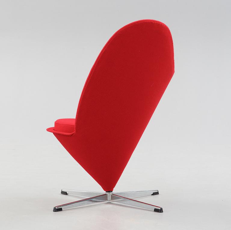A Verner Panton 'Heartshaped Cone chair', upholstered in red, Fritz Hansen, Denmark 1960's.