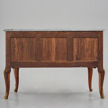 A Louis XVI rosewood and amaranth marquetry ormolu-mounted commode by Leonard Boudin (master in Paris 1761).
