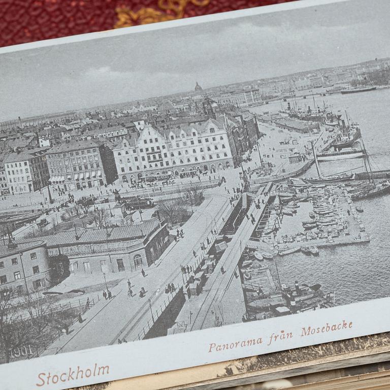 VYKORTSSAMLING, 4 st album, omkring sekelskiftet 1900.