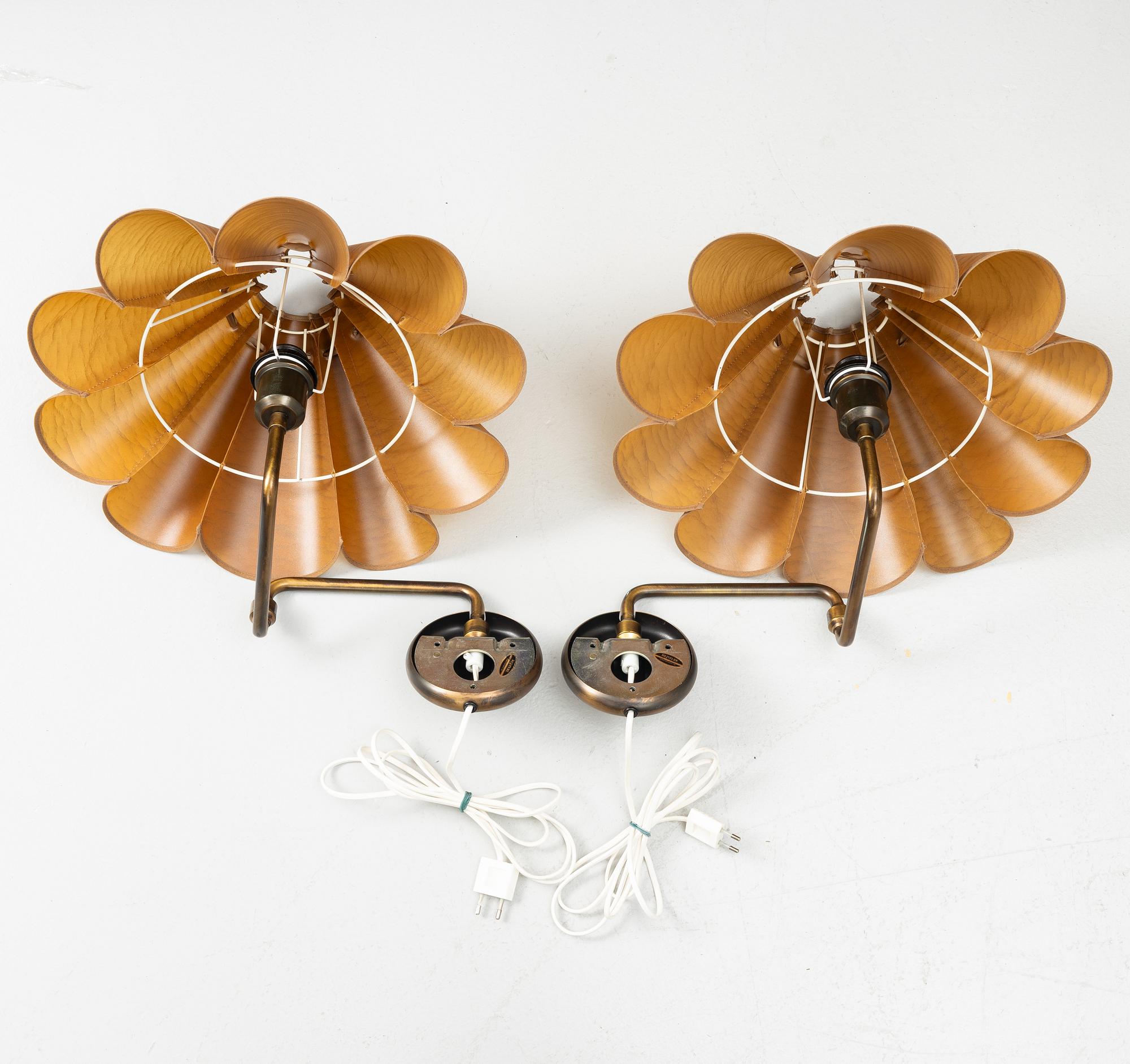 Vägglampor, ett par, Rejmyre Armaturfabrik (RAF), 1900-talets senare del.