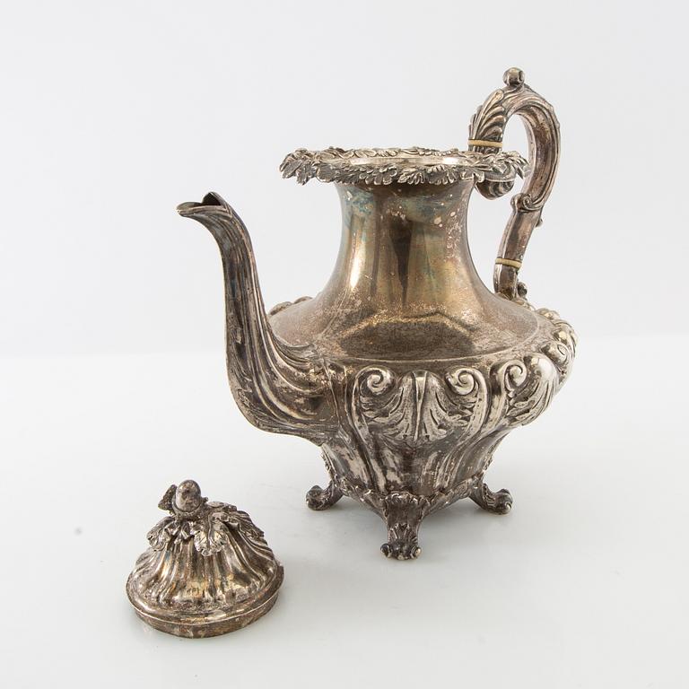 Gustaf Möllenborg, coffee pot in the neo Rococo style, silver, Stockholm 1842.