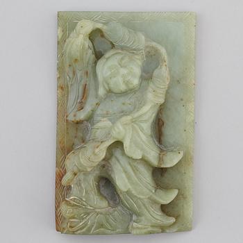 A Chinese green stone sculpture, 20th century.