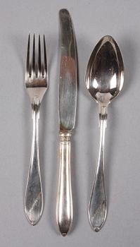 PARTI BESTICK, 12 delar, silver, K Andersson samt GAB, Stockholm, 1922-30.