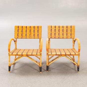 Armchairs a pair and table, 1930s-40s.