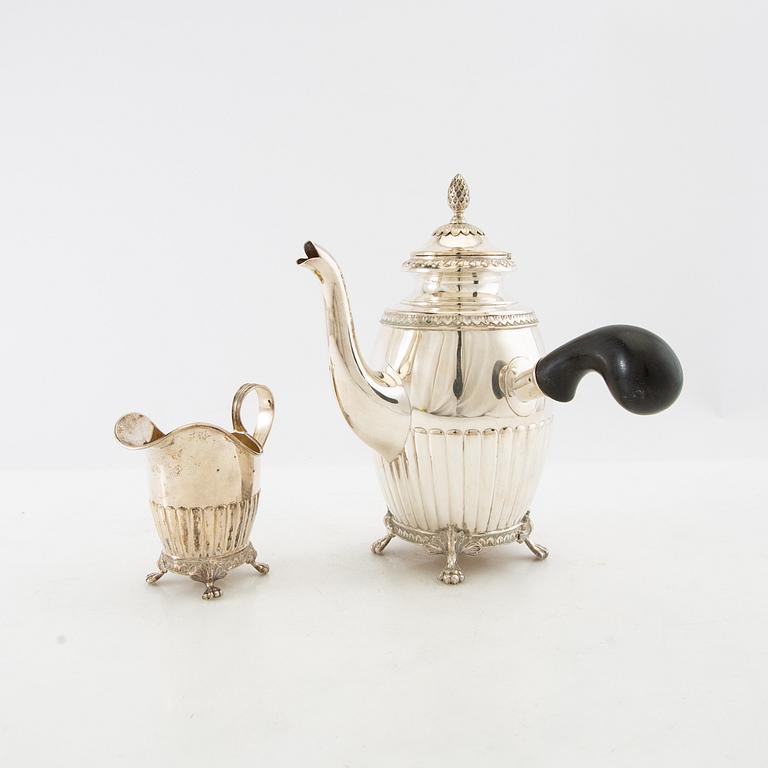 Coffee pot and cream jug Gustavian style silver GAB Stockholm 1937.
