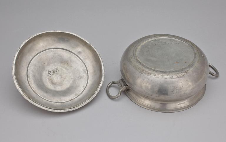 GRÖTSKÅL, tenn, ej stämplad, 1800-tal.