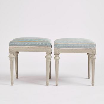 A pair of Gustavian stools by E. Öhrmark (master in Stockholm 1777-1813).