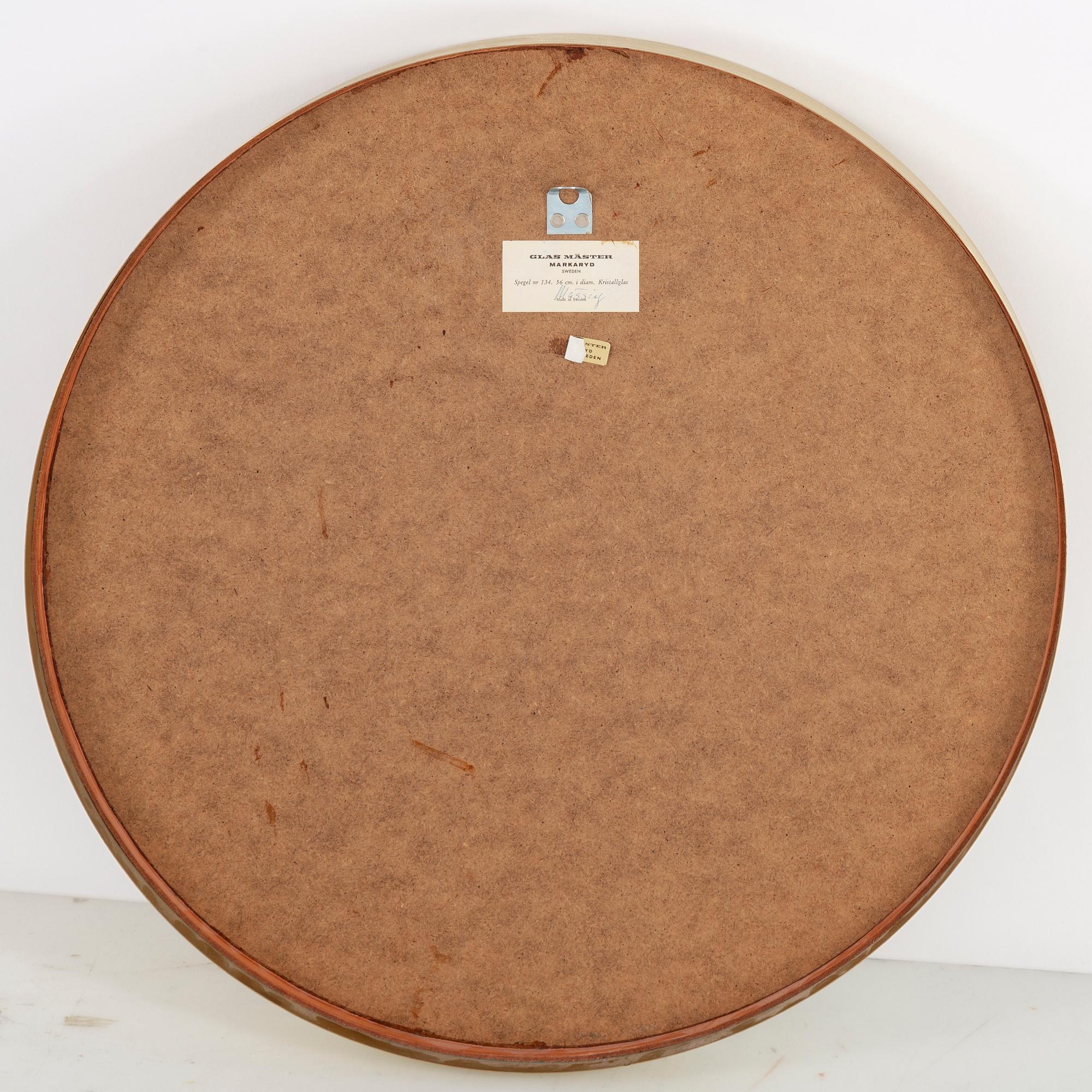 a brass mirror from glasmäster Markaryd, second half of the 20th century.