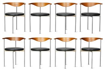 968. A set of 8 Fredrik Sieck chairs, Fritz Hansen, Denmark.