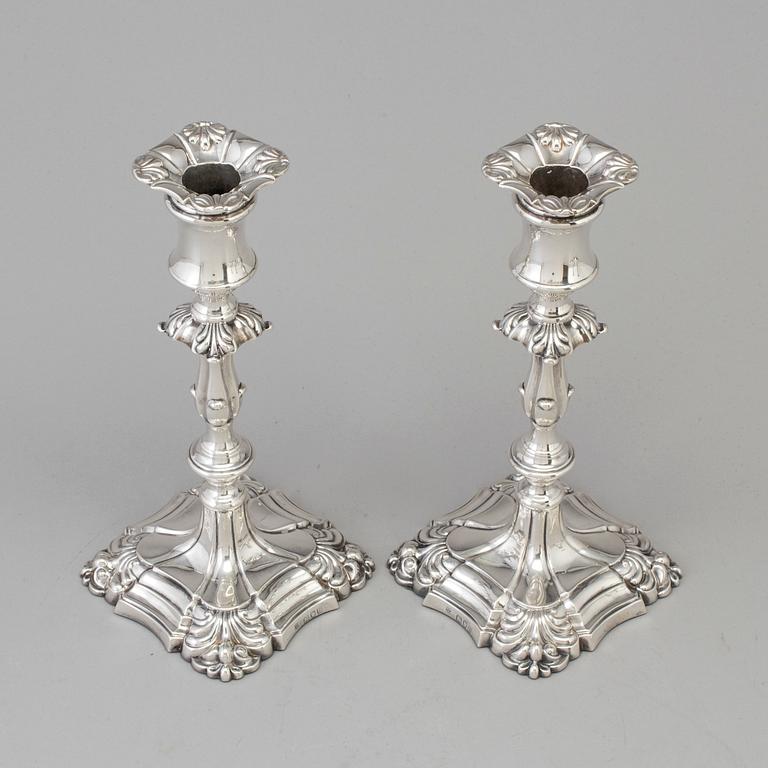 A pair of English silver candlesticks by Henry Wilkinson, London 1895.