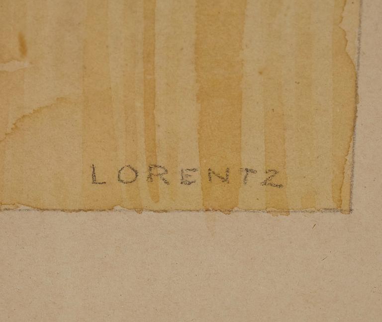 WALDEMAR LORENTZON, blandteknik på papper, signerad.