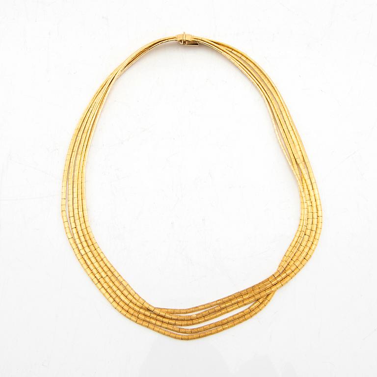 Multi-strand necklace 18K gold Venezia Italy.