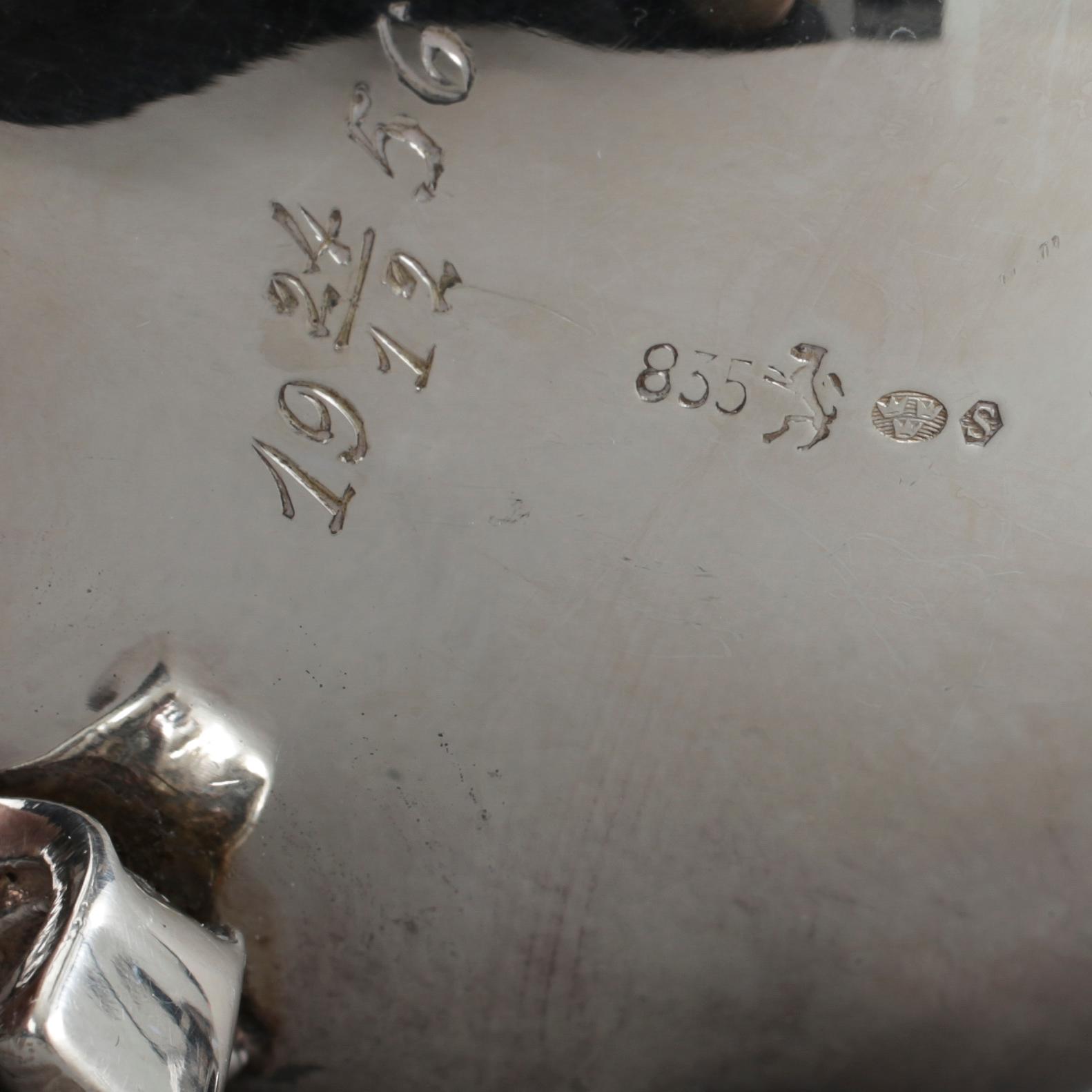 PARTI SILVER, 19 delar, bland annat CG Hallberg, Stockholm, 1935. Total vikt ca 1489g.