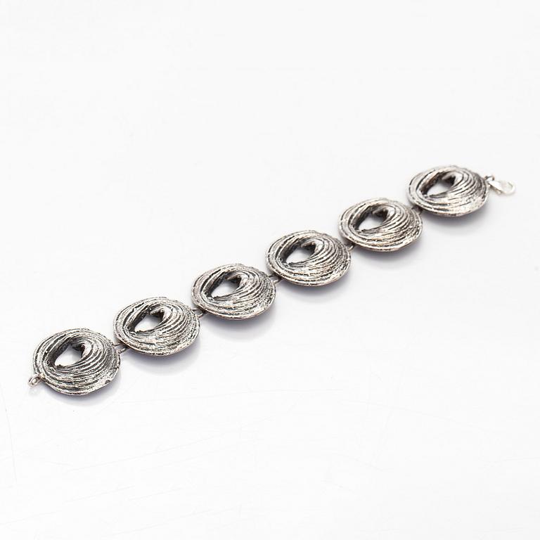 Helky Juvonen, armband och ring, silver, 1970-tal.