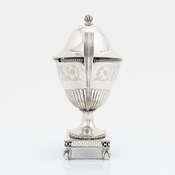 A  Swedish late 18th century silver sugar bowl and cover, mark of Johan Abraham Hallard, Stockholm 1797.