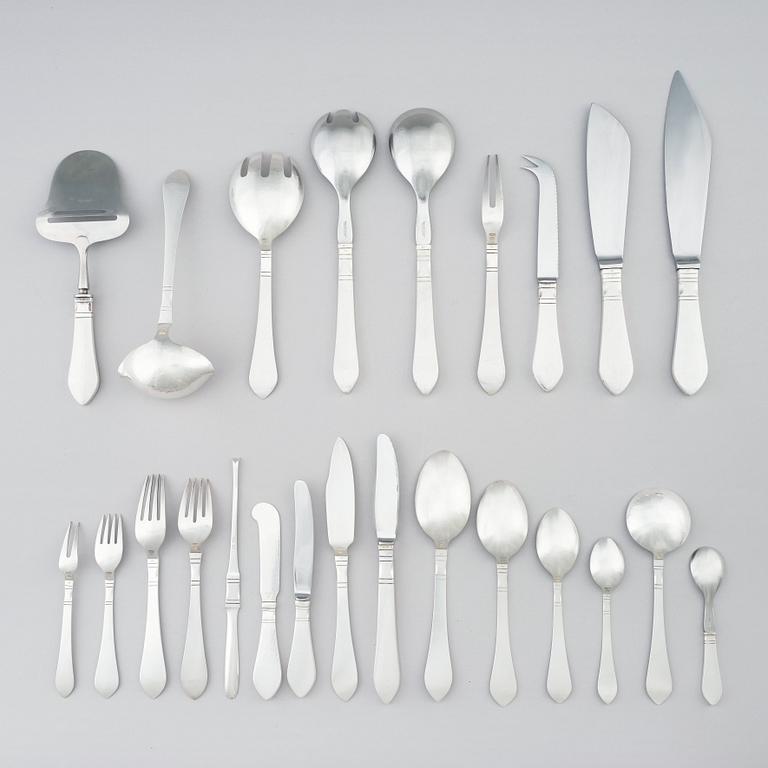 Georg Jensen, a set of 240 pieces of 'Continental' sterling and stainless steel flatware, Copenhagen 1945-77.