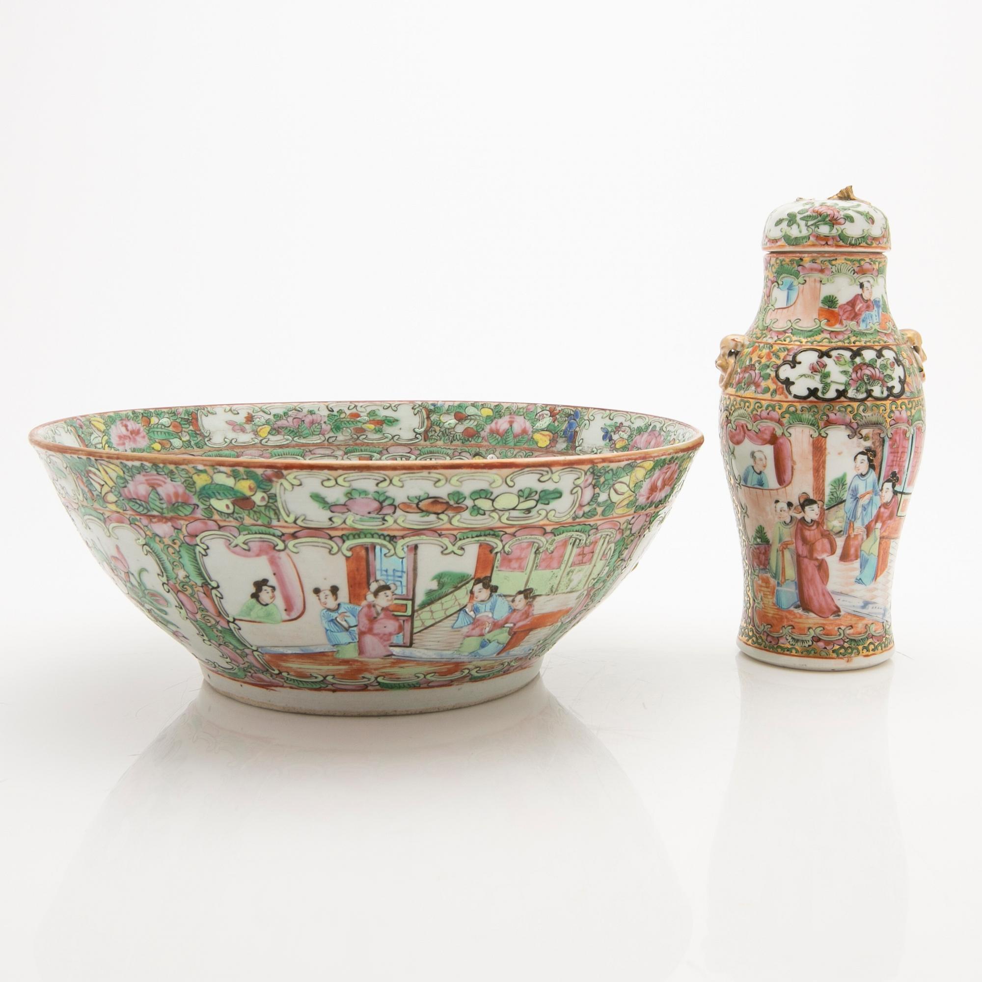 Bowl and cover urn, China, Canton, 18th/20th century.