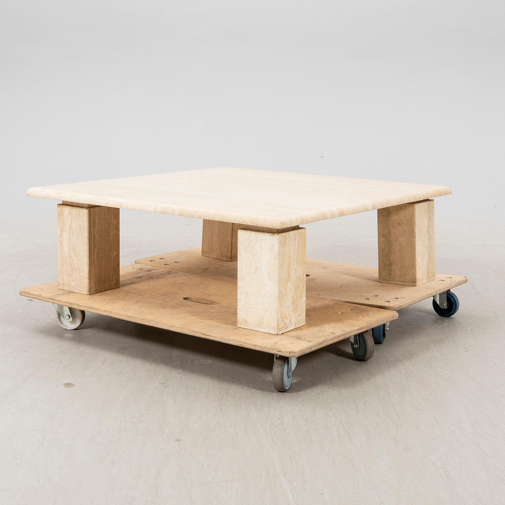 A late 20th vcentury travertine coffee table.
