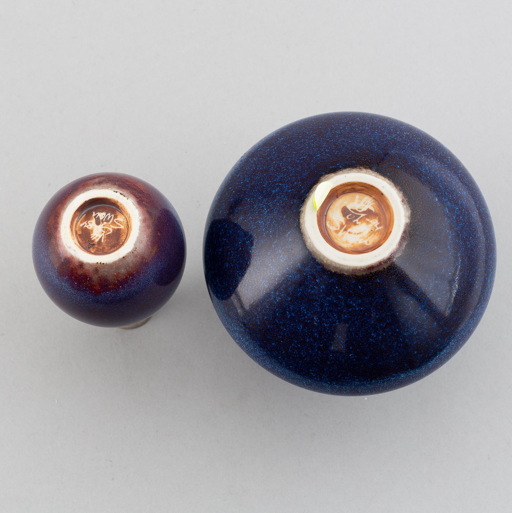 Sven Wejsfelt, two stoneware vases from Gustavsbergs studio.