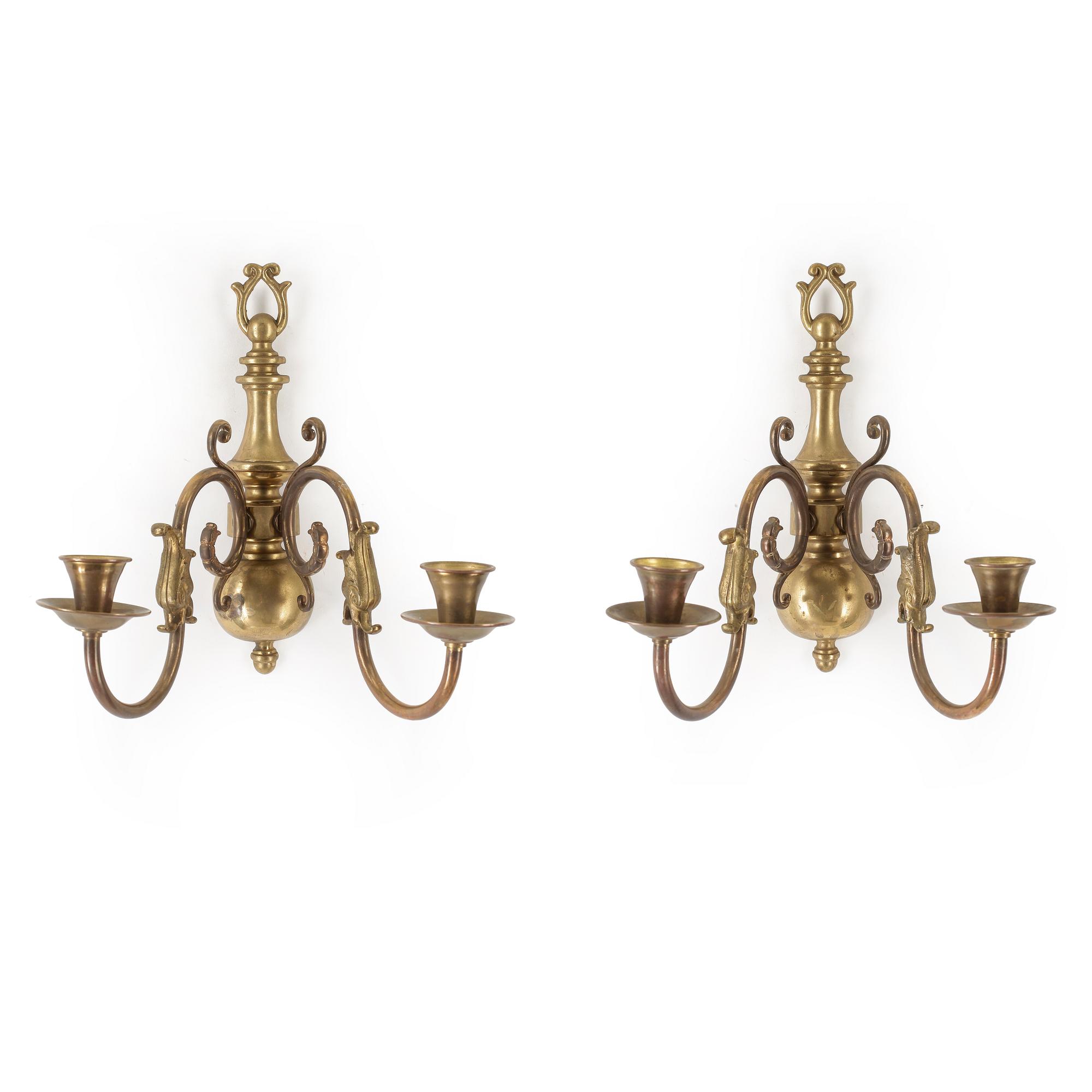 LAMPETTER, ett par, mässing. Barockstil, 1900-tal.