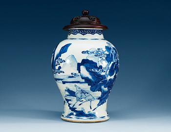 1671. A blue and white jar, Qing dynasty, Kangxi (1662-1722).