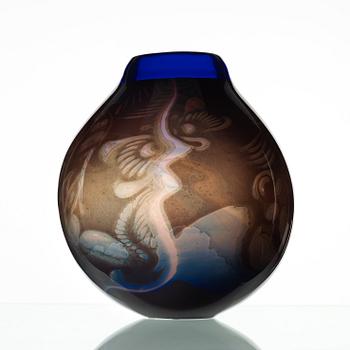 Eva Englund, a 'Graal' glass vase, Orrefors 1988.