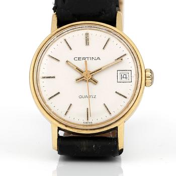 DAMARMBANDSUR, 14 k Certina, tot vikt ca 13,8 gram inkl armband.