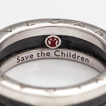 Bulgari, Ring, "Save the Children", sterlingsilver, keramisk dekor. Italien. Märkt N98E9P, Made in Italy.