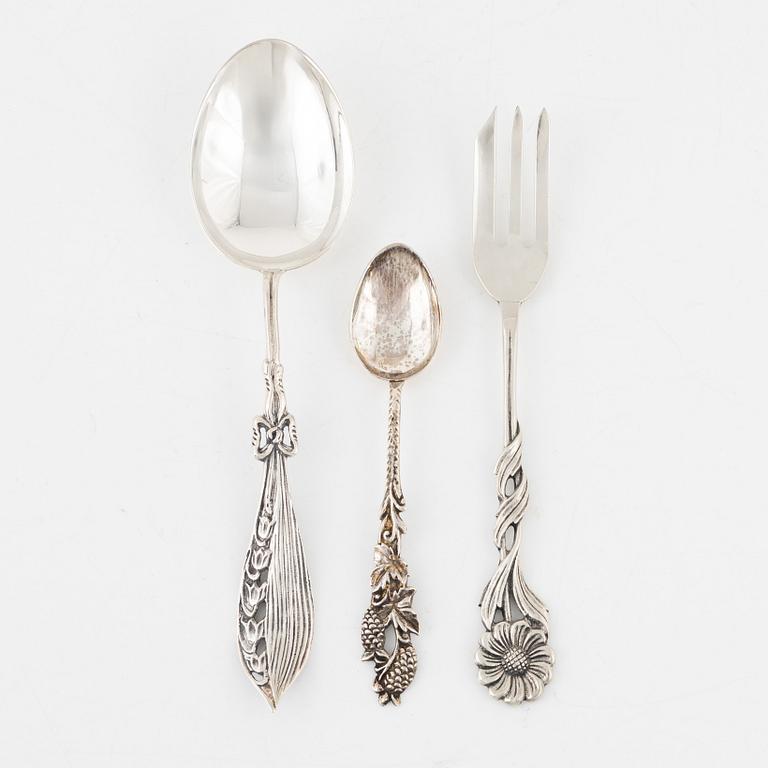 A 38-piece Swedish silver cutlery, 'Svenska floran', predominantly GEWE, Malmö, including pieces from 1981.