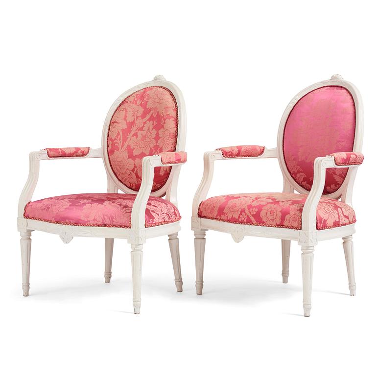 A pair of Gustavian armchairs by J Malmsten.