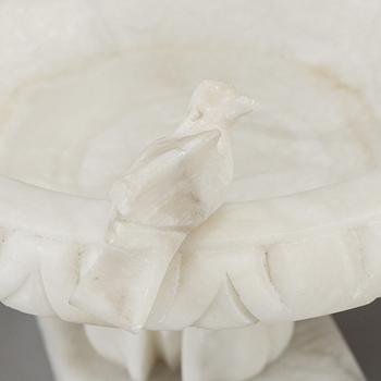 A pair of 20th century alabaster bowls or birdbaths.