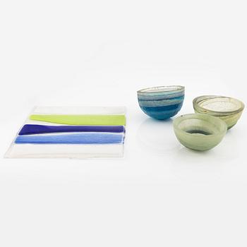 Siv Lagerström, glass plate and three bowls, acrylic plastic.
