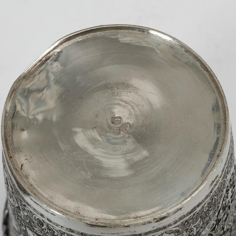 A Persian silver bowl and a silver bucket, 20th century.