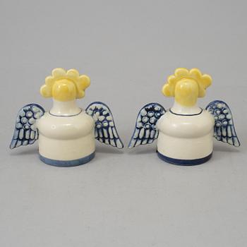 A pair of stoneware angel candel sticks from Gustavsberg.
