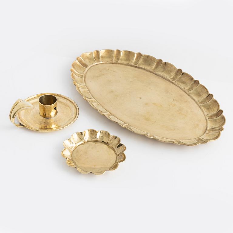 Lars Holmström, a tray, bowl and candle holder, Arvika, Sweden,