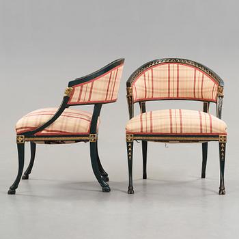 A pair of late Gustavian armchairs by Ephraim Ståhl (master in Stockholm 1794-1820).