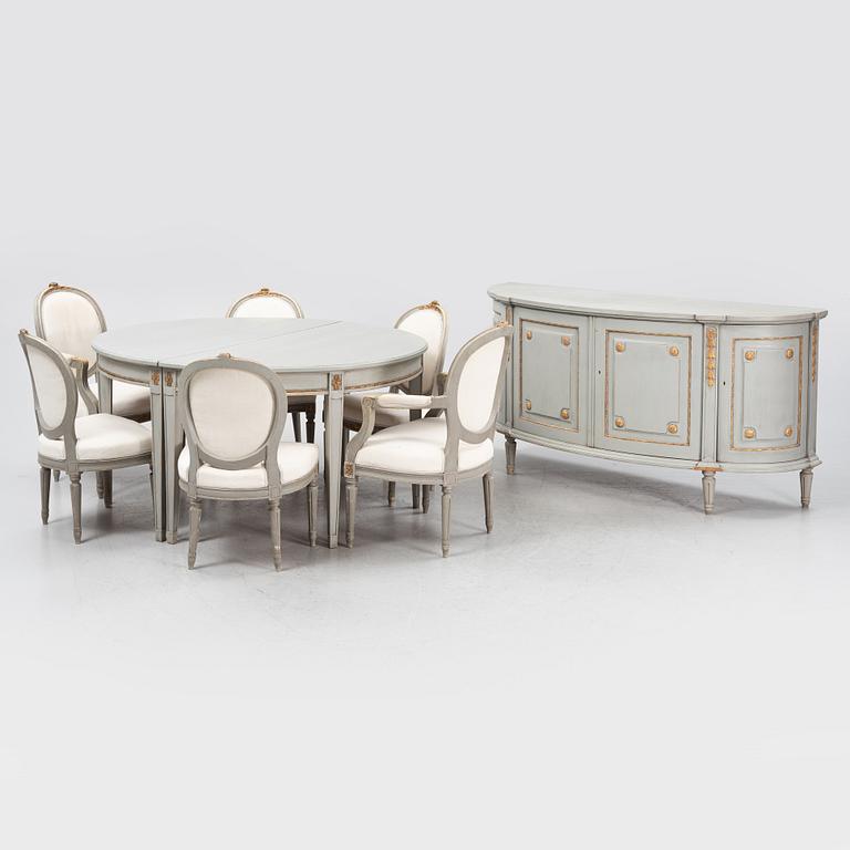 A 14-piece Gustavian style dining suite, mid 20th Century.