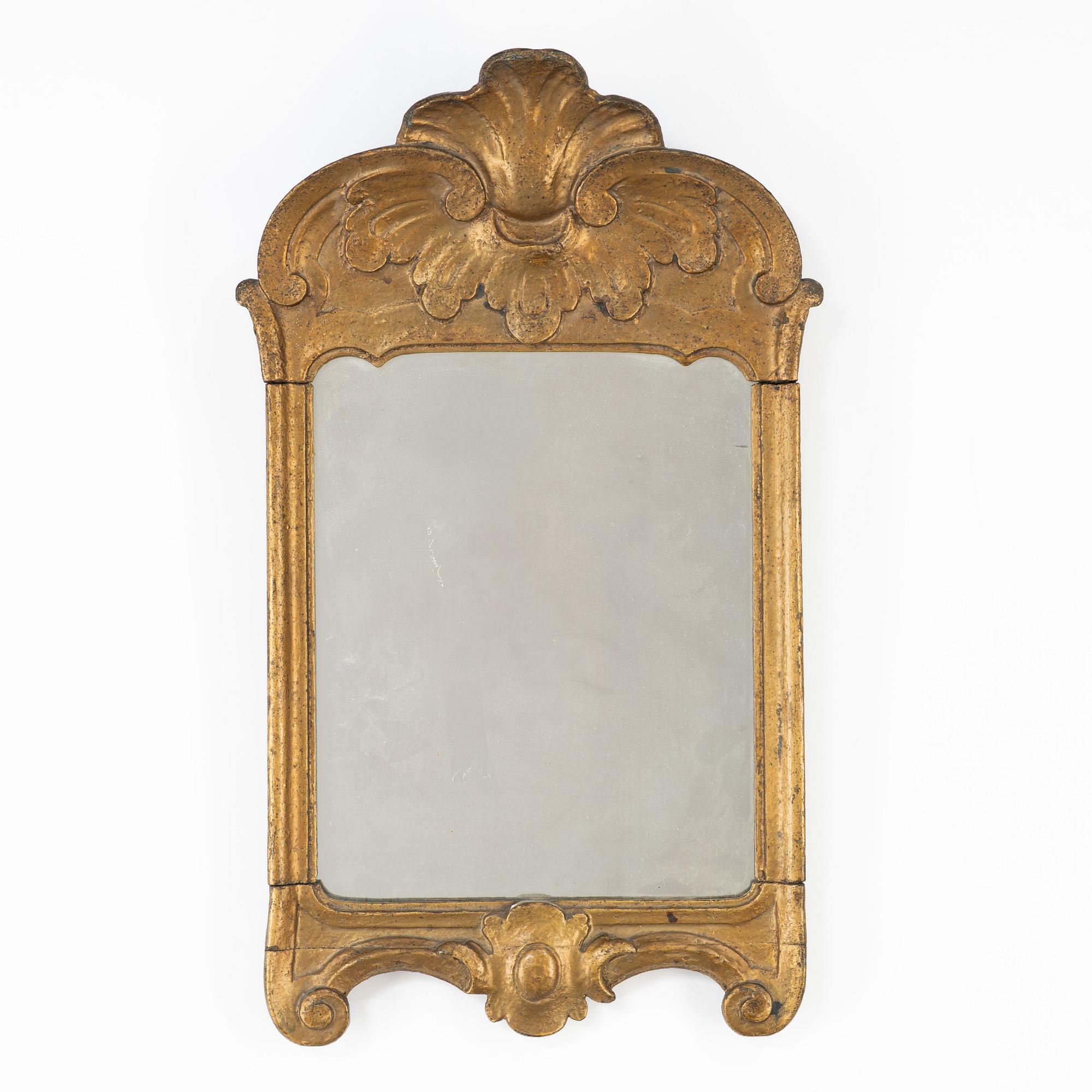 A Swedish giltwood rococo mirror, later part 18th century.