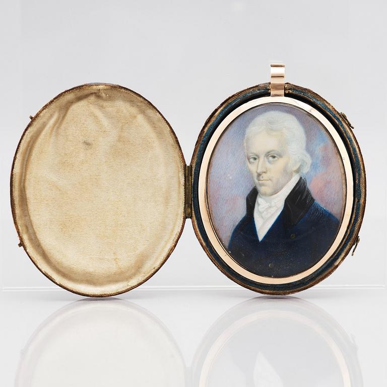 Unknown artist early 19th century. Gentleman in a blue redingot.