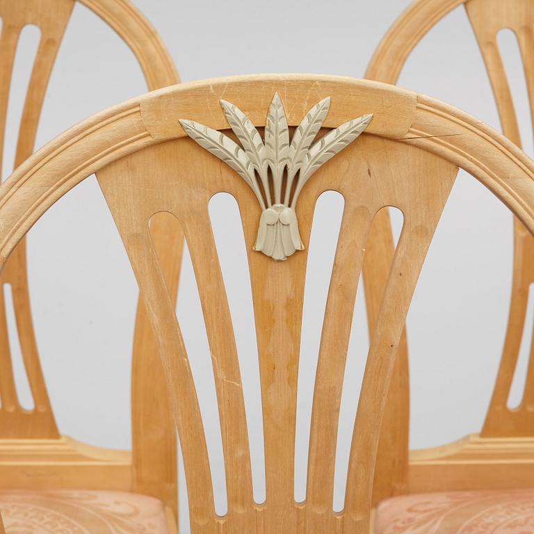 Six Gustaivian style chairs, end of the 20th century.