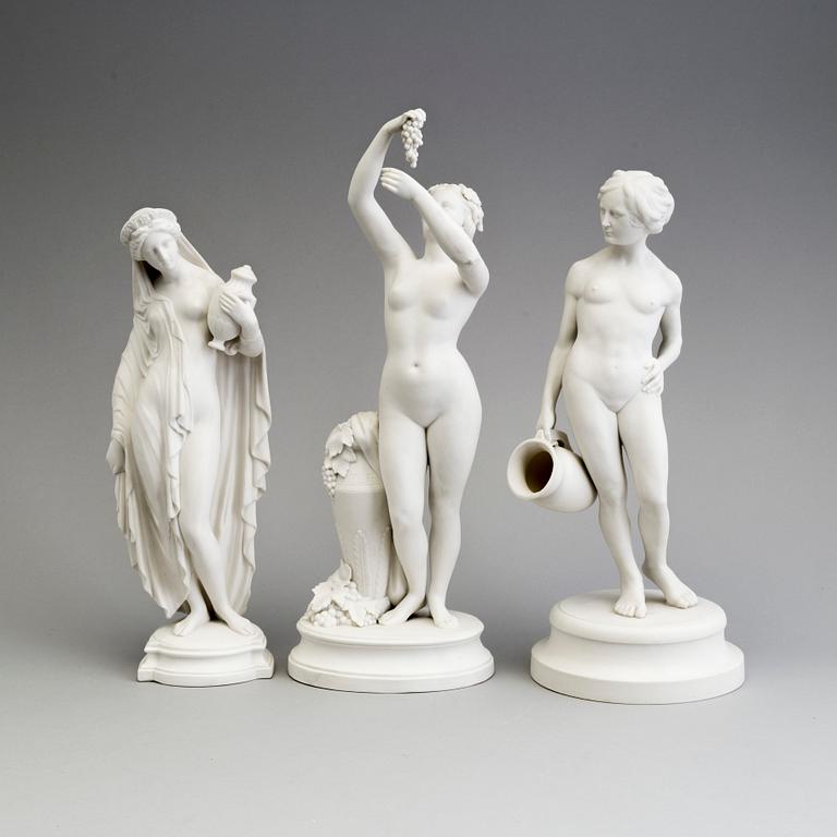 THREE PARIAN FIGURES, Gustafsberg, ca 1900.