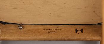 A set of six Hans J Wegner oak 'The Chair', Johannes Hansen, Denmark.